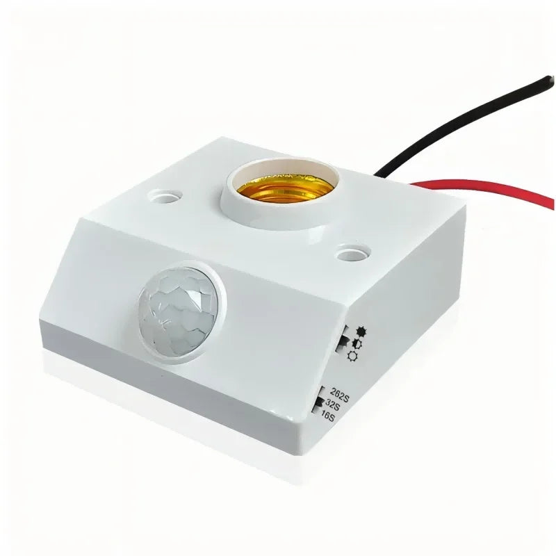 AC 85-265V Human Sensor Lamp Holder Delay Adjustment E27 PIR Motion Detector Adjustable Lamp Base For Hallway Corridor Bedroom Oasis Select E27 Lamp Holder