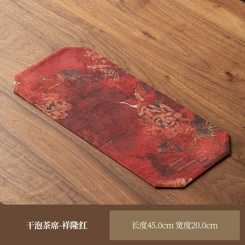 Silk Ruyi Tea Coaster, Teapot Mat, Kung Fu Tea Set Accessories, Anti-Collision Heat Insulation Mat, Teapot Holder, Tea Oasis Select Mat - Xianglong Red