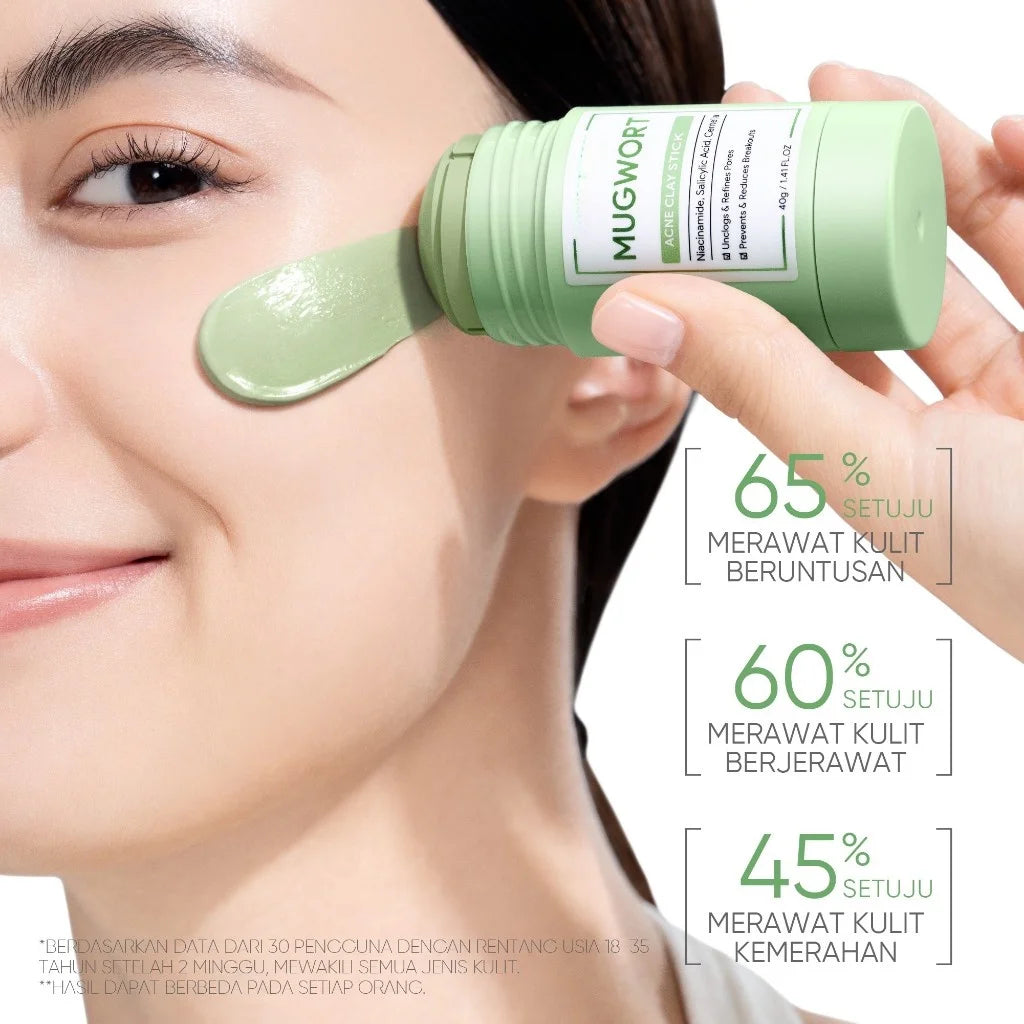 Mugwort Clay Stick Anti-Acne Clay Mask for Clean Pores and Blackheads Improve Acne Prone Skin 40g Oasis Select