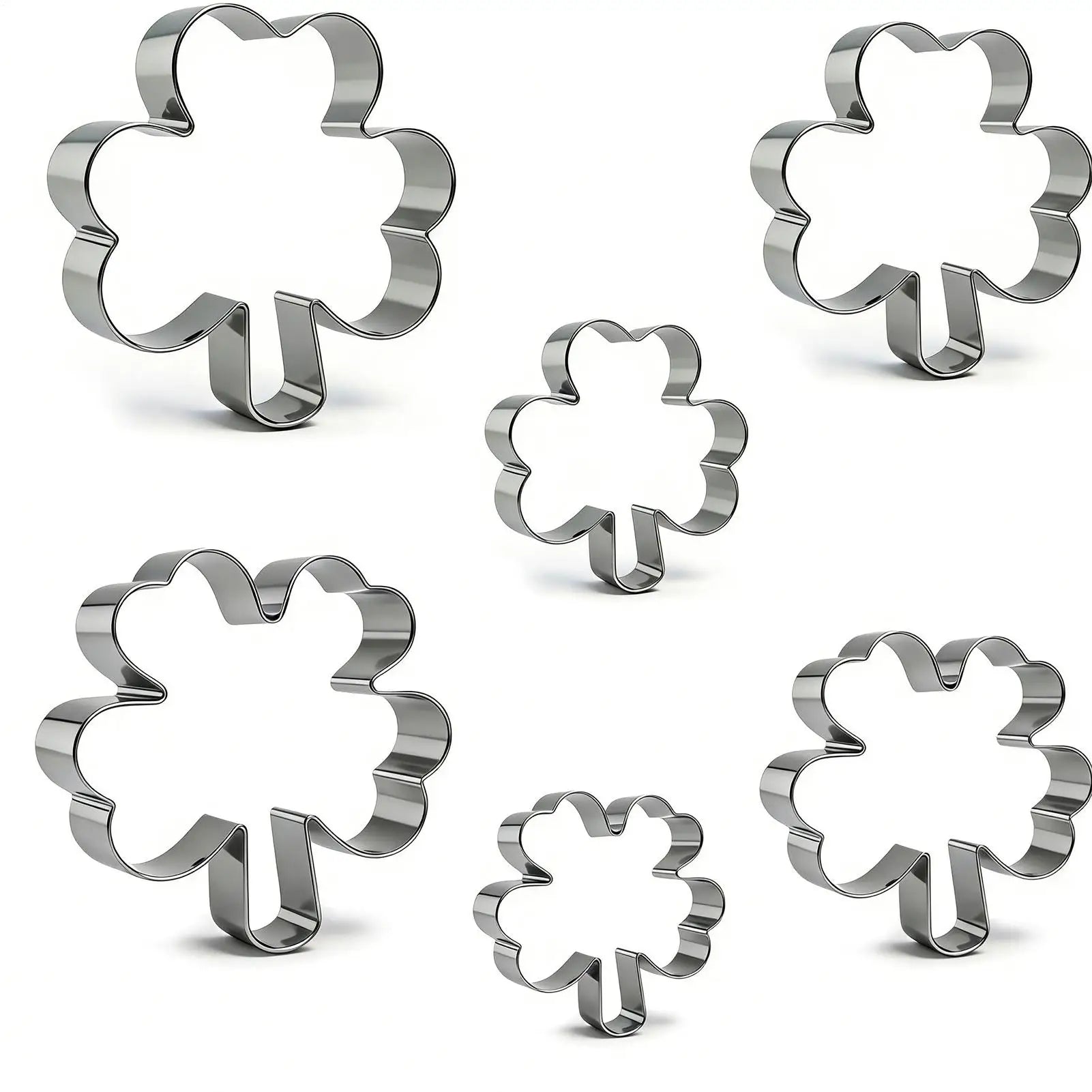 3Pcs Cookie Cutter Patrick's Day Clover Shaped Stainless Steel Mold DIY Cake Sugarcraft Pastry Biscuits Mould Baking Tool Oasis Select