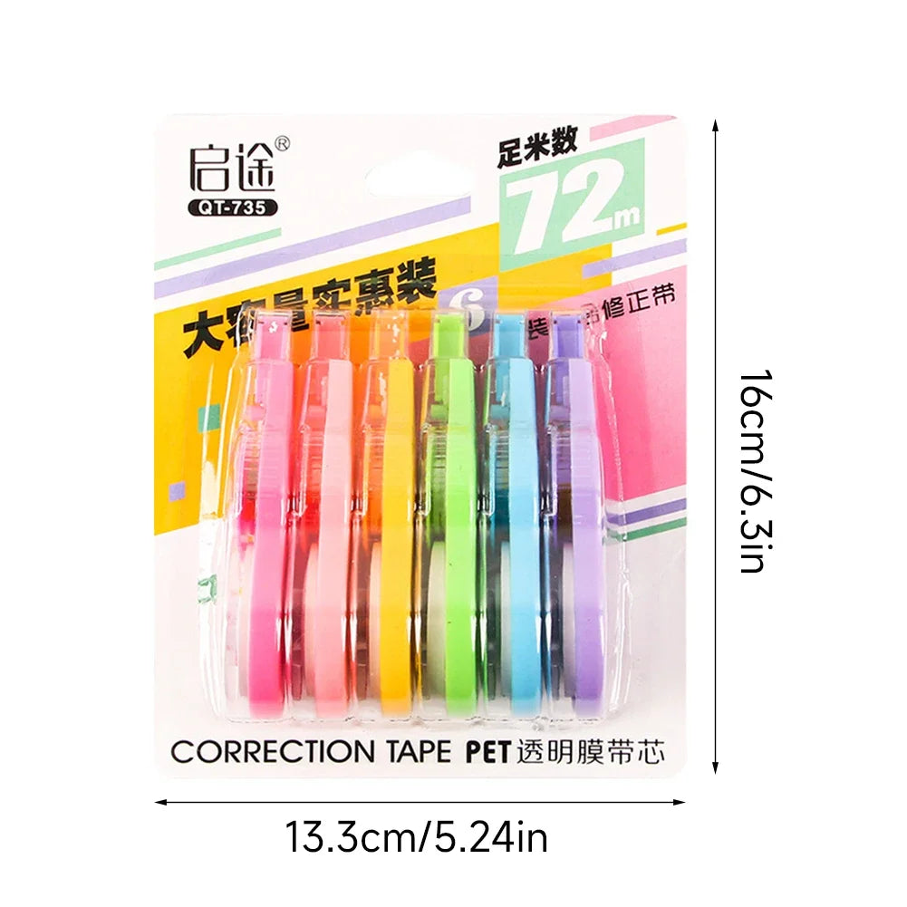 6-Pack Correction Tape Rollers 5mm – 72m Total | Students & Office