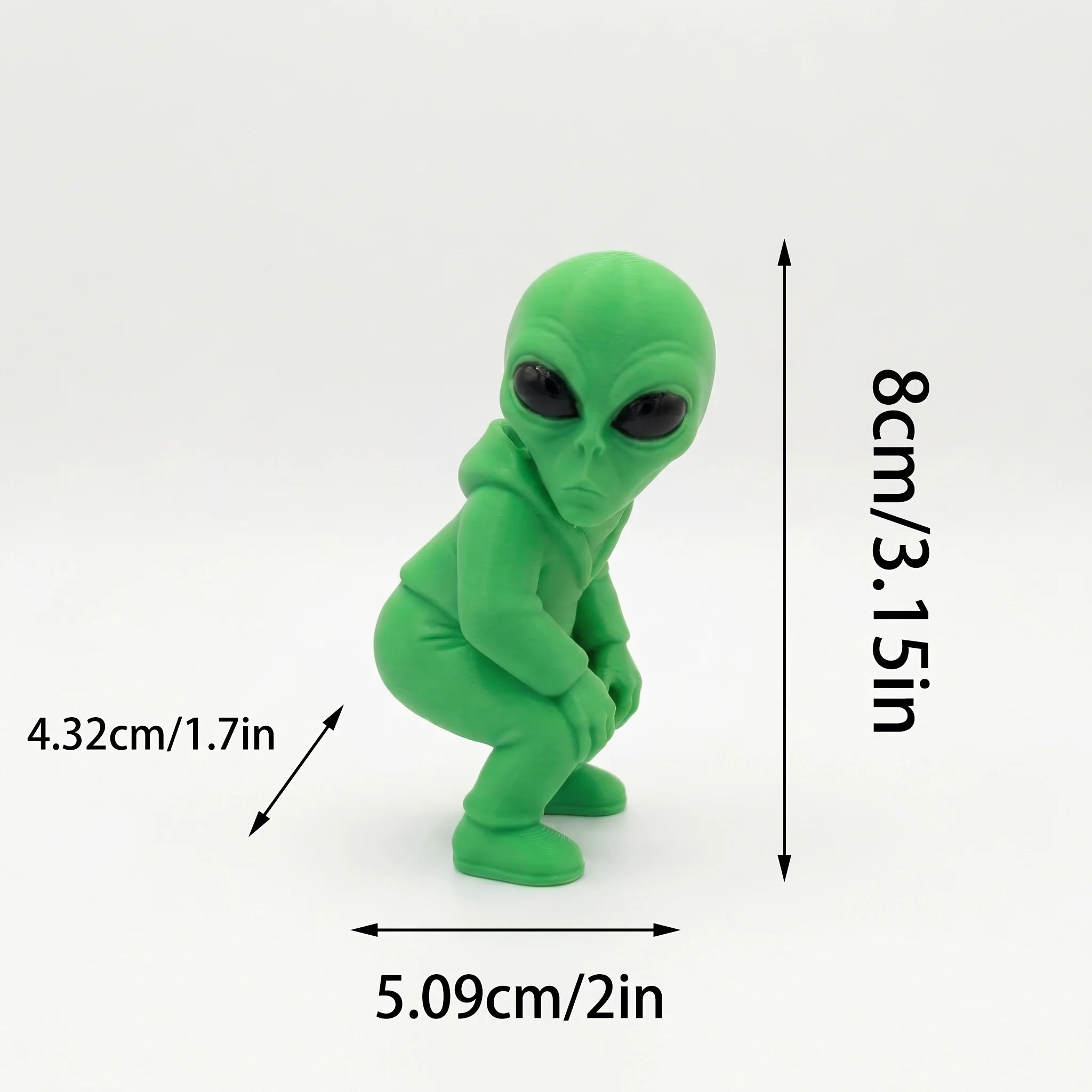 Squatting Hooded Alien Figurine 3D Printed Mini ET Desk Decor Statue Cool Intergalactic Space Ornament for Gaming Office Desktop Oasis Select Electric buttocks 1