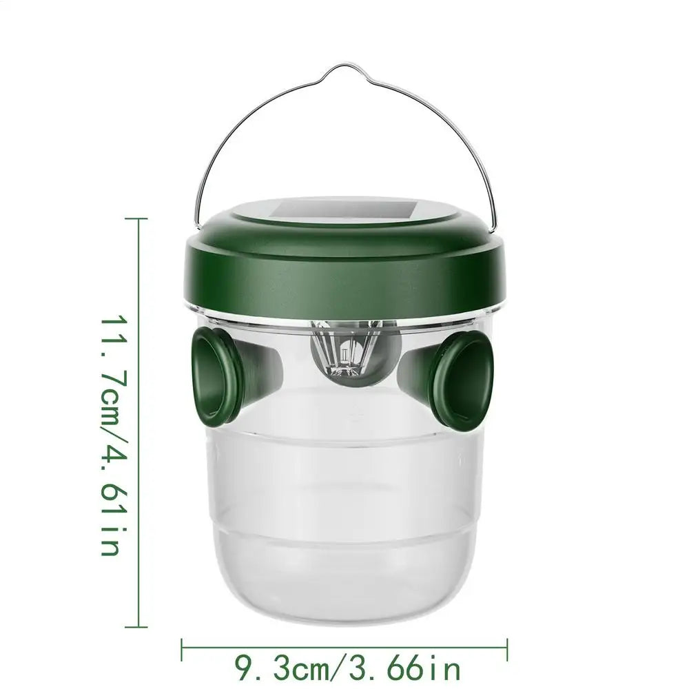 1PC Solar Wasp Traps Clear Waterproof Hanging Hornets Trap for Indoor Outdoor Reusable Garden Fruit Bee Flying Catcher Oasis Select Green