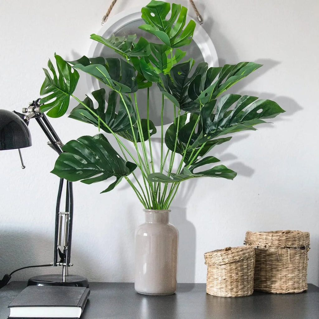 Large Artificial Monstera Leaves UV Resistant Tropical Faux Greenery for Home Garden Wedding Beach Party Decor Oasis Select