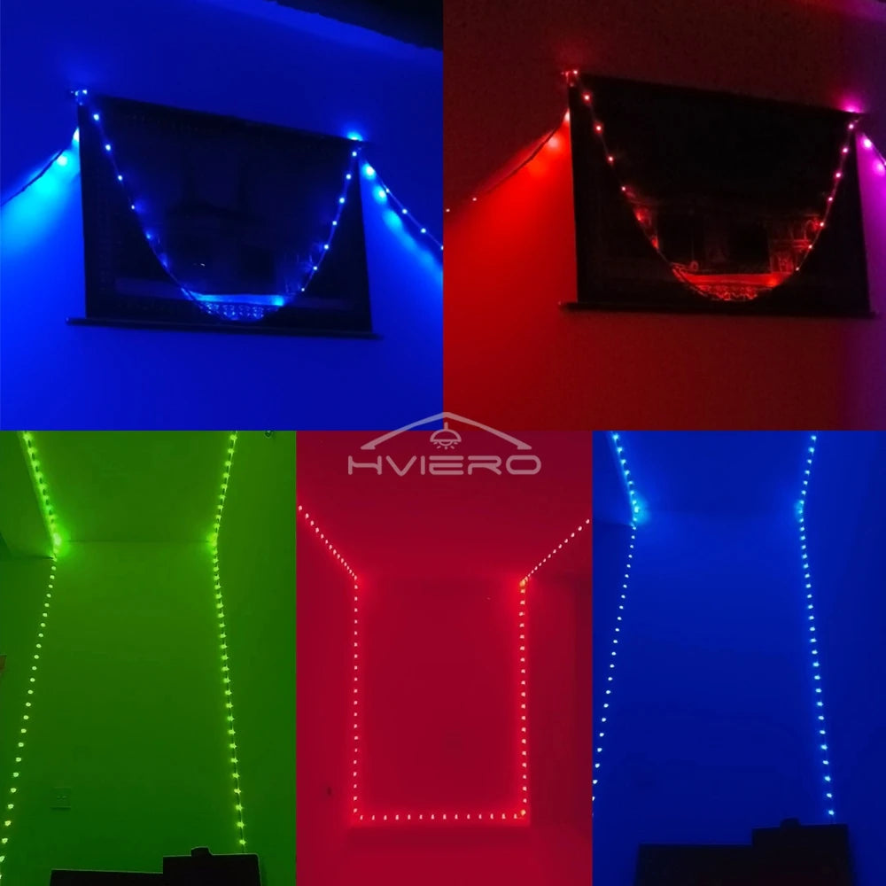 5M Double Row RGB LED Strip Light SMD 5050 DC 12V Flexible Neon