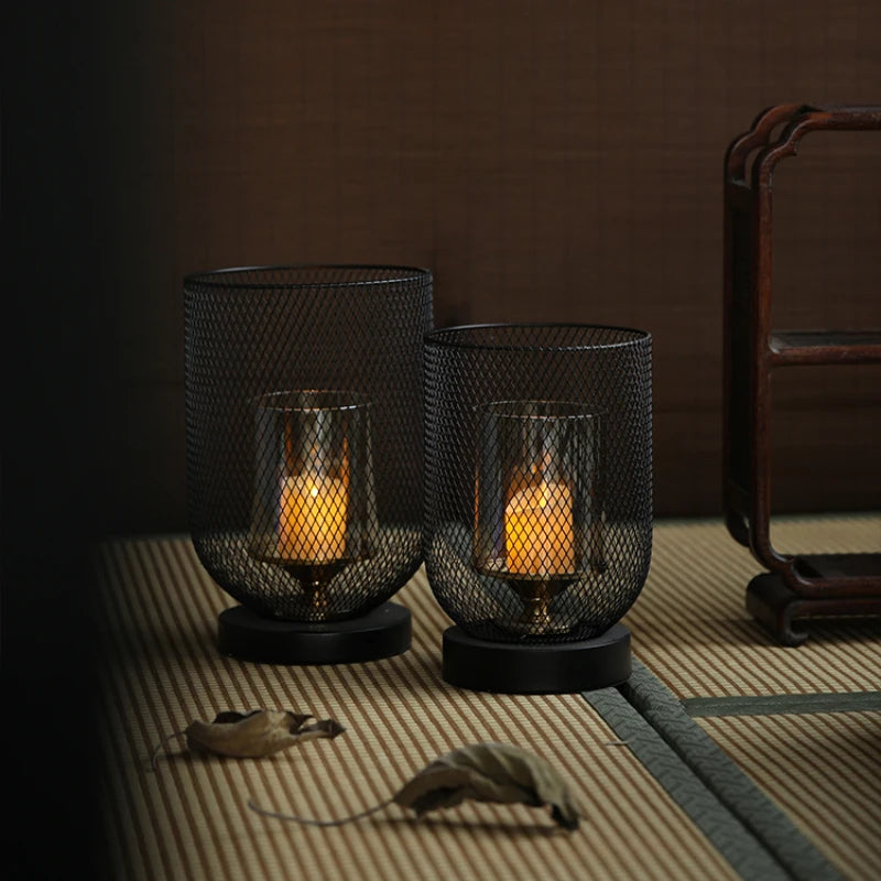Chinese Zen retro candlestick household metal candlestick decoration hollow out atmosphere decorative candlestick Oasis Select