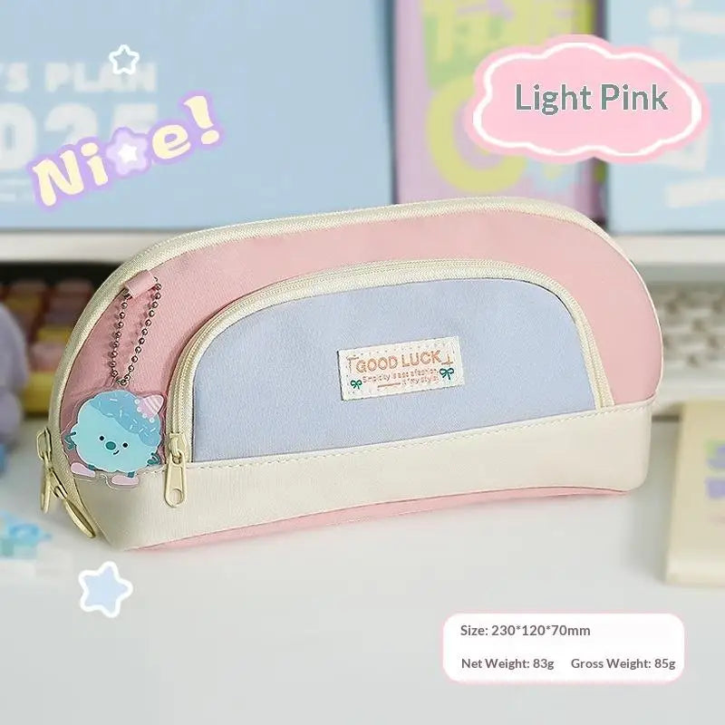 New Dopaamine Magnetic Button Pencil Case Large Capacity Opening Design Stationery Bag For Middle And Primary School Students Oasis Select A1