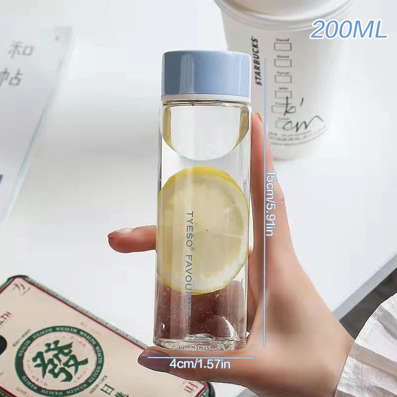 200ML Cartoon Pattern Portable Plastic Cup Anti-Drop Outdoor Drinking Water Bottle For Picnics Travel Oasis Select Blue