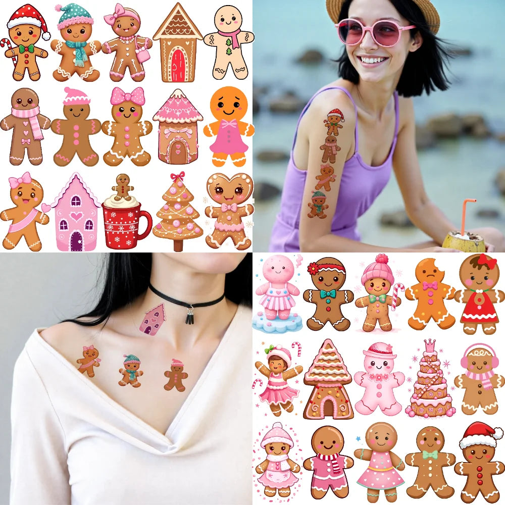 54-Piece Christmas Temporary Tattoos – Waterproof Body Stickers