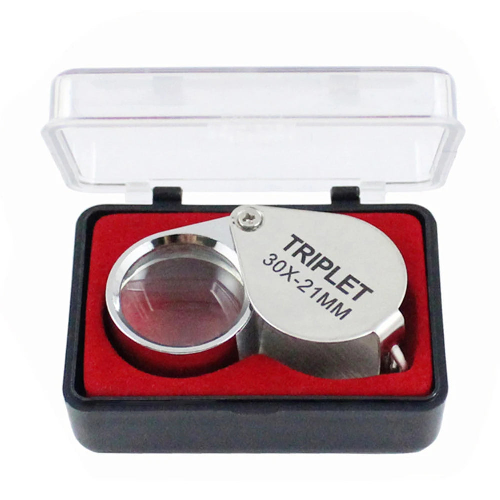 30X 20X 10X Pocket Loupe Magnifier Metal Jewelry Magnifying Glass Foldable Lens Triplet Glass Diamond Jewelers Eye Glass Tools Oasis Select 30X21 1