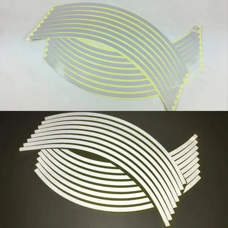 1/2/3set Motorcycle Wheel Tire Stickers Strips Reflective Rim Tape Strip Motorcycle Car Wheel Tire Sticker Motorbike Auto Decals Oasis Select