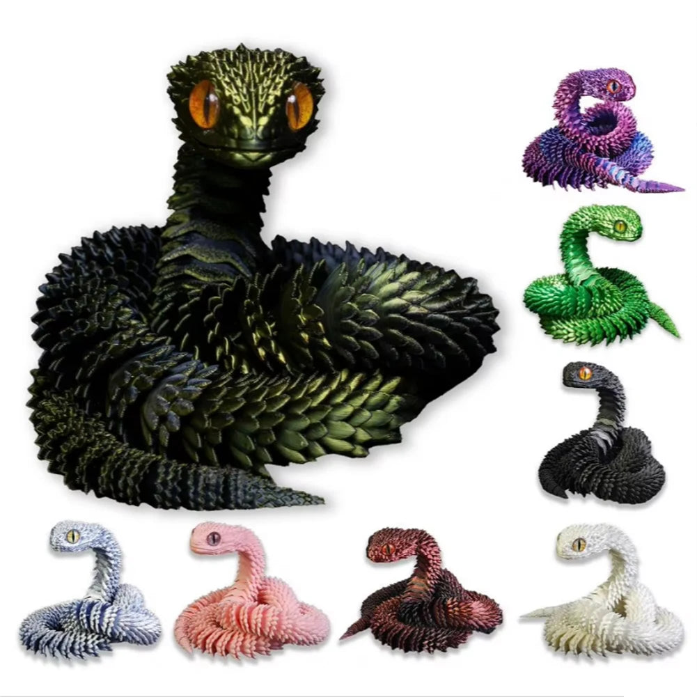 Snake Sculpture Articulated Snake Decor Articulated Snake Figurine with Movable Joints 3d Printed Model for Home for Bookshelf Oasis Select