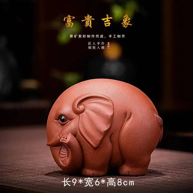 Tea Pet Purple Clay Wealth-attracting Ornament Elephant Tea Play Tea Table Auspicious Elephant Ornament Oasis Select Good Luck - Zhu Ni