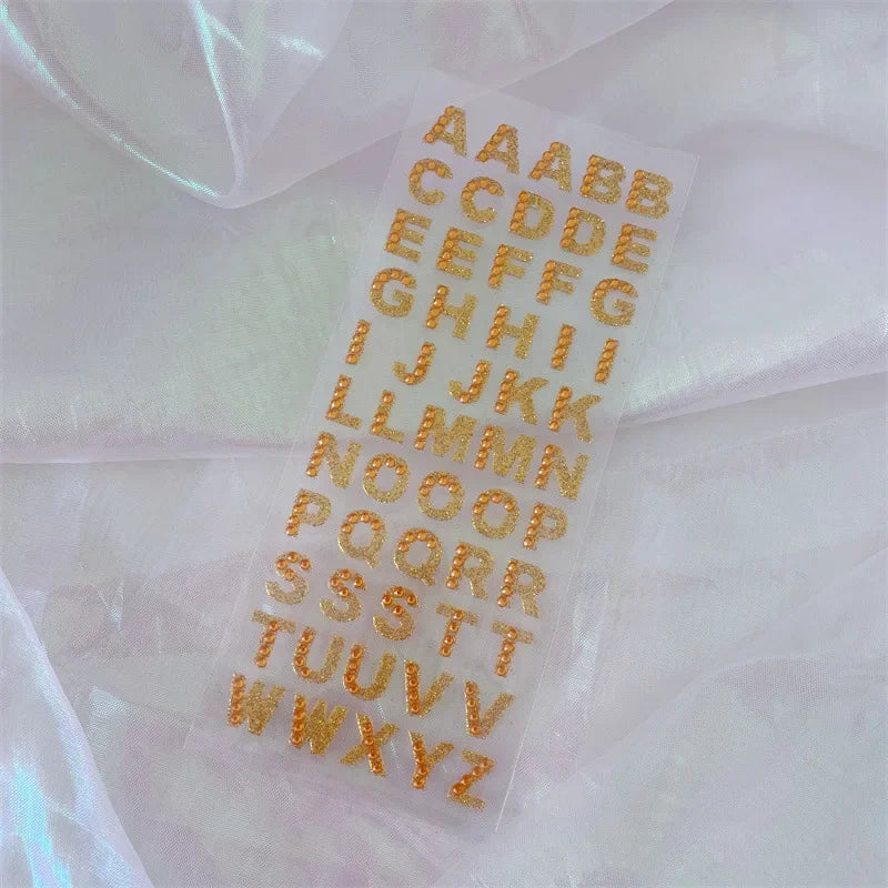 1Pcs Glitter A-Z Alphabet Letters Sticker Scrapbooking Stationery School Supplies Black/Gold/Silver/Red/Blue/Pink/Purple/Green Oasis Select Orange