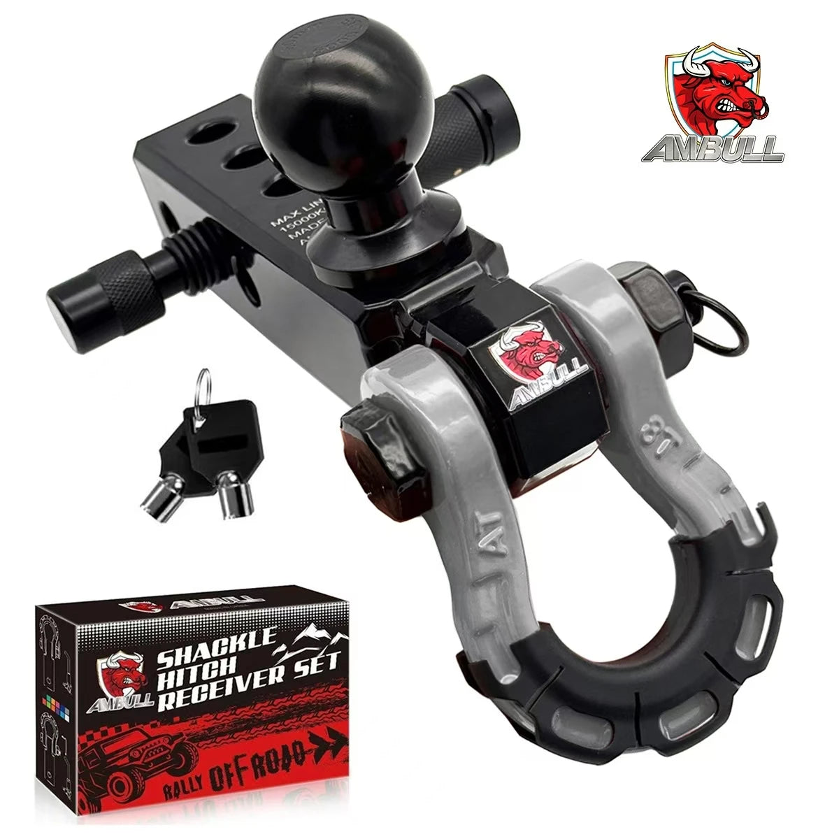 Three hole ball head trailer arm 2-inch base universal RV off-road rescue towing trailer black chrome ball head Oasis Select GRAY