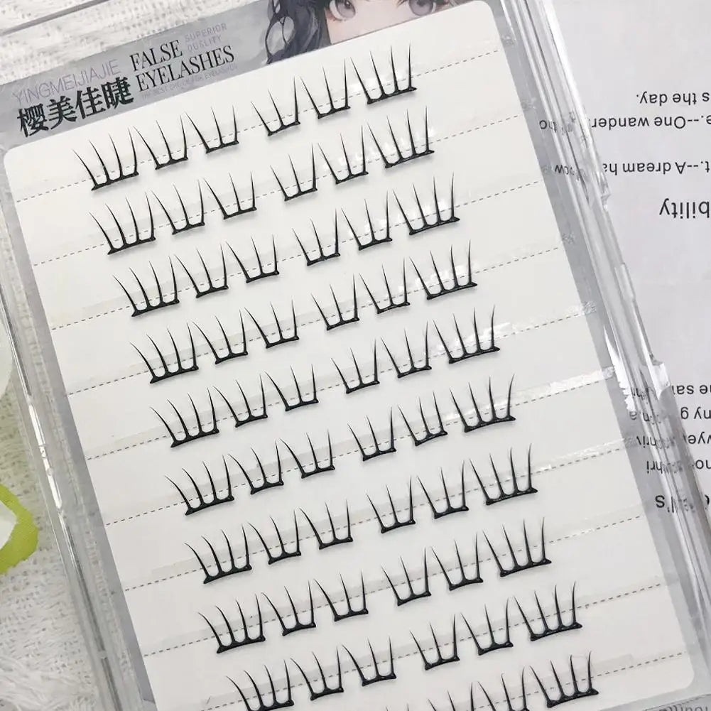 Self-Adhesive Cluster False Eyelashes – No Glue Wispy Korean