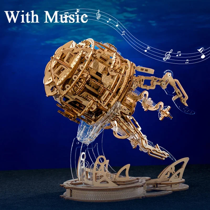 Aurora Jellyfish Music Box DIY Handmade Music Box Building Blocks Birthday Gift for Girlfriend Desktop Ornament Oasis Select