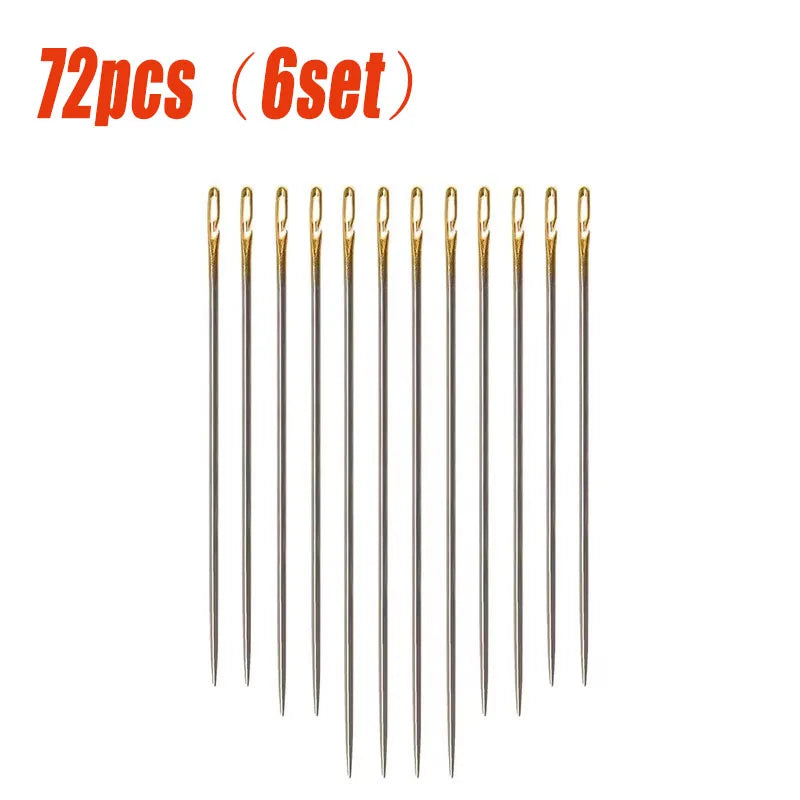 1/3/6set Sewing Needles Multi-Size Side Opening Stainless Steel Darning Sewing Household Hand Tools Oasis Select 6 set