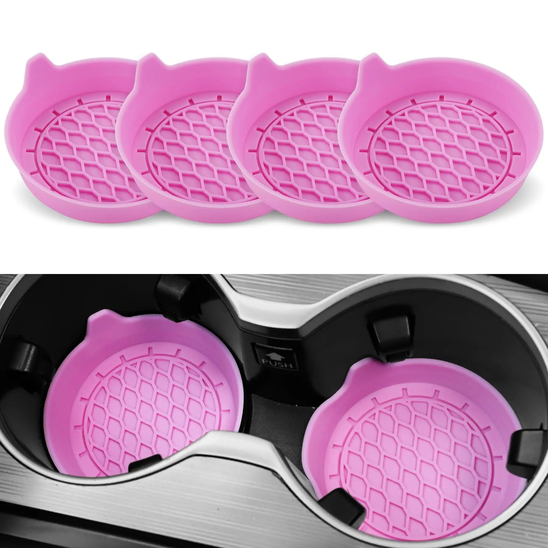 Silicone Car Cup Holder Insert Coasters – Non-Slip Set of 2/4