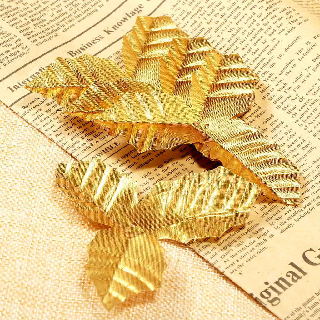 50Pcs Silk Green/Goden Artificial Flower Leaves High Quality Artificial Leaaves Decorative Flower Leaves Wedding Decor Rose Leaf Oasis Select