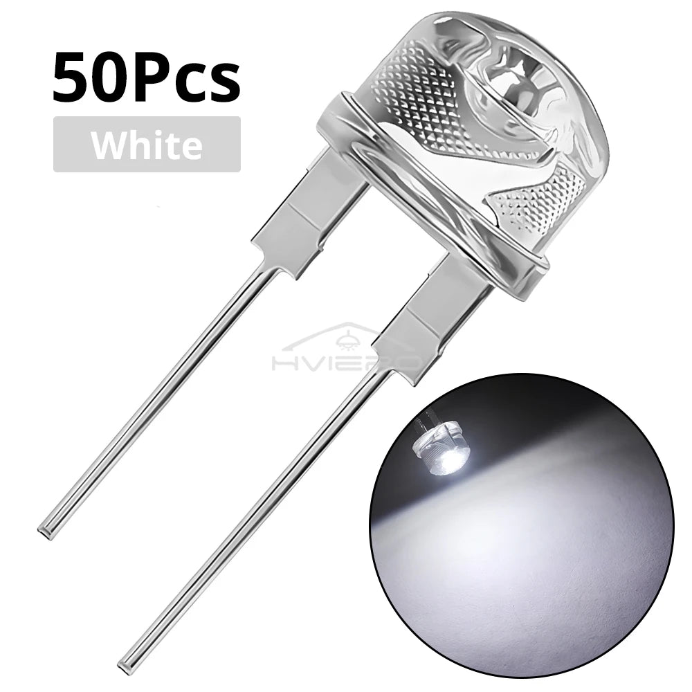50Pcs 8mm Straw Hat LED Diode Beads – 6 Colors | DIY Lighting