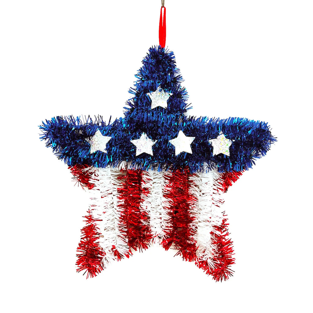 4th of July Wreath Pendant – Red White & Blue Star Door Hanging Holiday Door Hanging Oasis Select