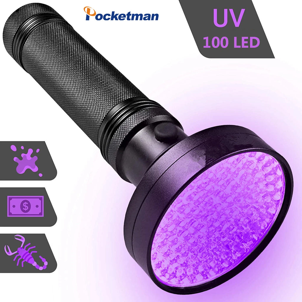 POCKETMAN 395nm UV Flashlight – 21/51/100 LED Black Light Torch