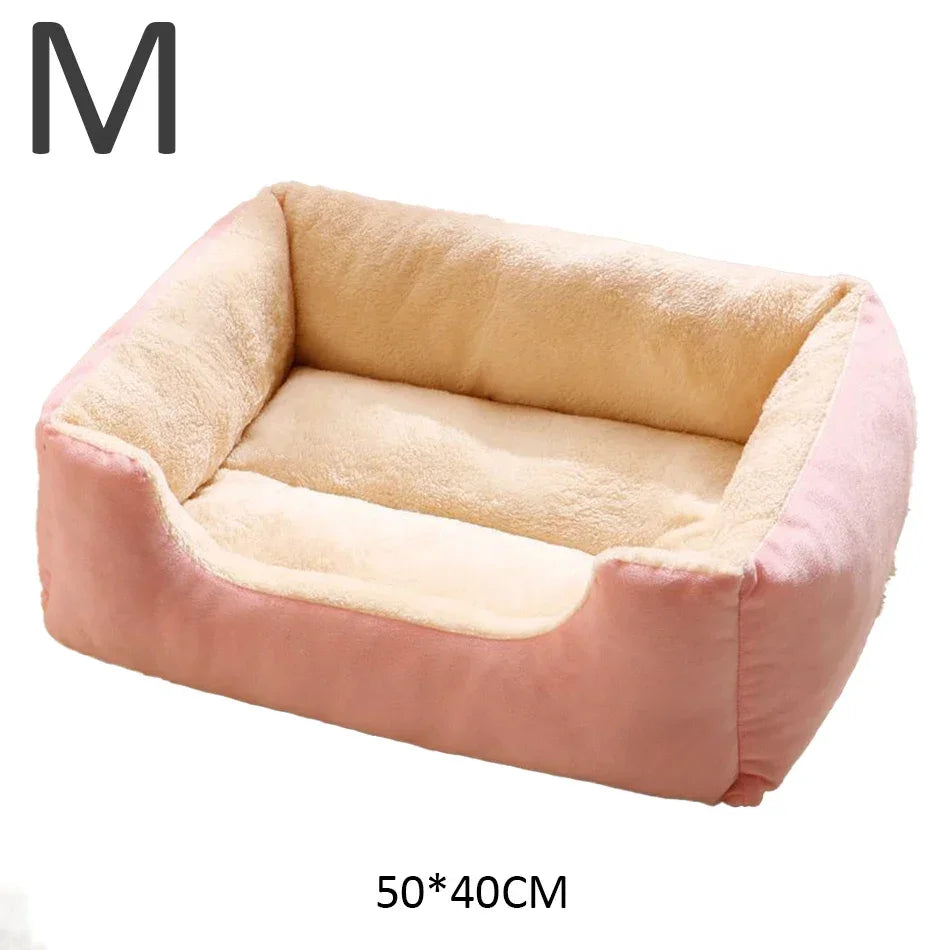 Color Square Winter Soft Warm House for Dog Bed for Dog Mat Waterproof Cat Bed Pet Bed for Large Medium Small Dog House Oasis Select Pink-M