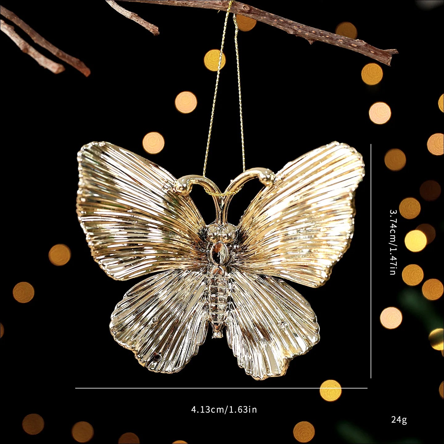 Gold Christmas Tree Ornaments – Angel, Snowflake & Butterfly