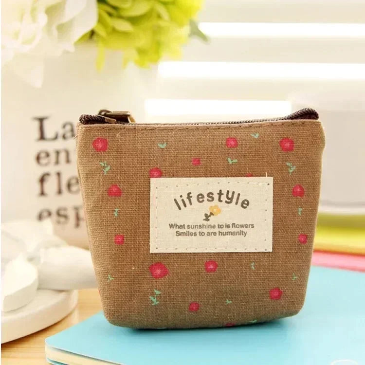 Fashion Flower Pattern Coin Purses Small Fresh Canvas Coin Wallet Lady Girls Earphone Coin Key Money Storage Bag Zipper Pouch Oasis Select 10x8x4cm 3