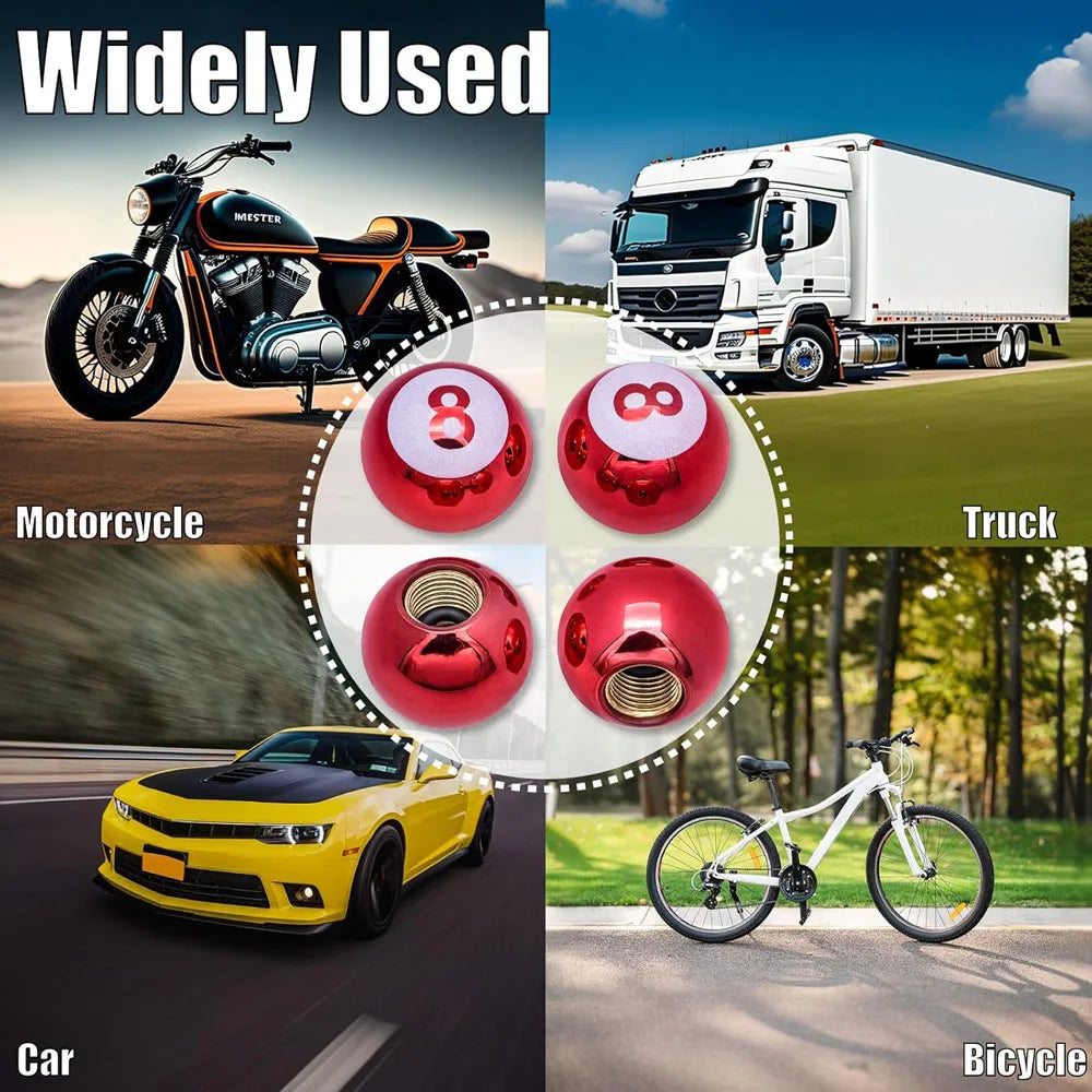 Copper Core Dustproof Tire Valve Stem Covers Pool 8 Ball Style Tire Valve Stem Caps for Cars, SUV, Trucks, Bikes, Motorcycles Oasis Select