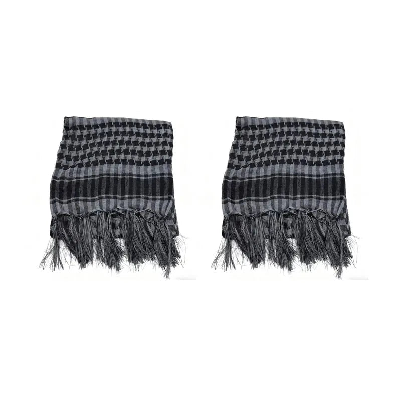 1/2pcs Men Women Scarf Plaid Tartan Lightweight Cotton Keffiyeh Scarf For Winter Square Shawl Scarf Tactical Neck Warmer Cover Oasis Select 2pcs Grey