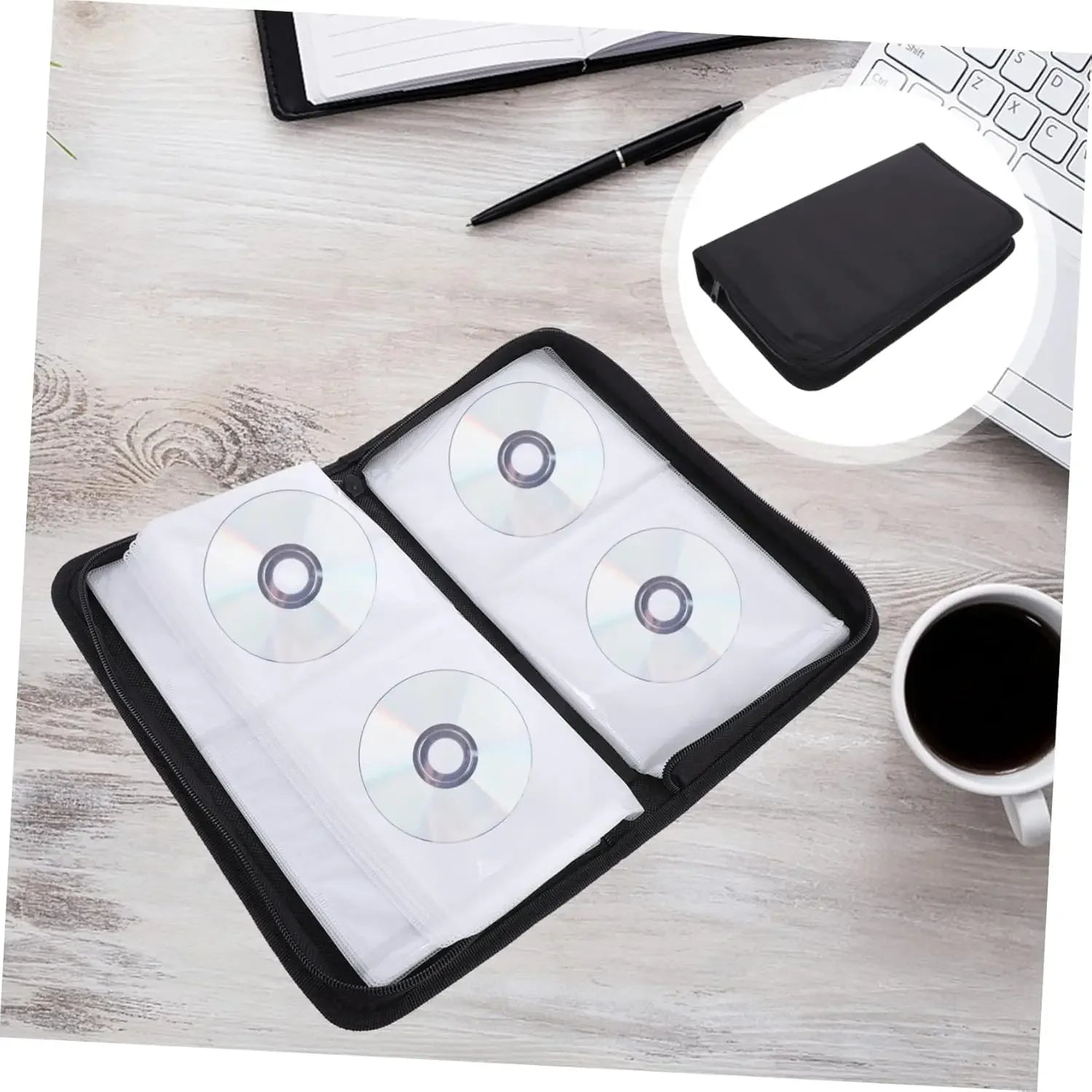 Portable Zipper DVD CD Holder 80pcs Capacity Storage Pouch Bag Double-side CD DVD Storage Sleeve Case Wallet Album Carrying Case Oasis Select