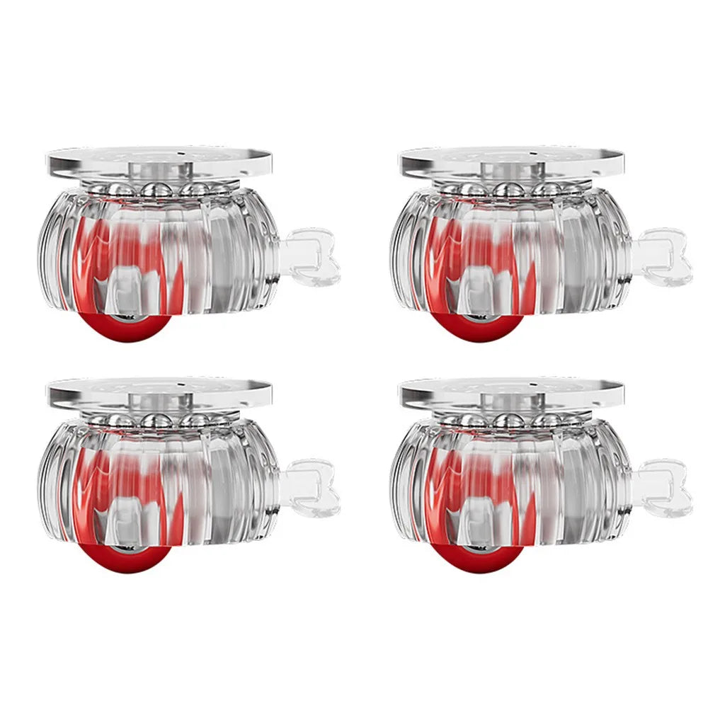 4pcs Brake Adhesive Universal Wheel Casters Stainless Steel Beads 360° Rotation Type Furniture Casters Roller Oasis Select 4pcs Transparent Red