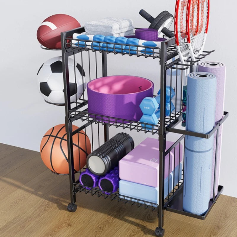 Household multi-layer basketball rack removable fitness equipment yoga mat storage basket dumbbell foam shaft storage rack Oasis Select
