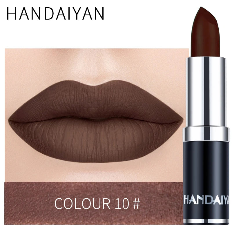 Handaiyan 12-Color Matte Velvet Lipstick – Long-Lasting Coverage