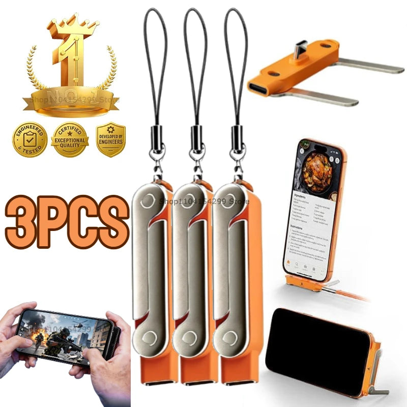 USB Type C Flat Charger Charging Cable C Kick Cable Stand with Invisible Support Foldable Phone Holder 240W Charge Wire Bracket Oasis Select Orange-3PCS