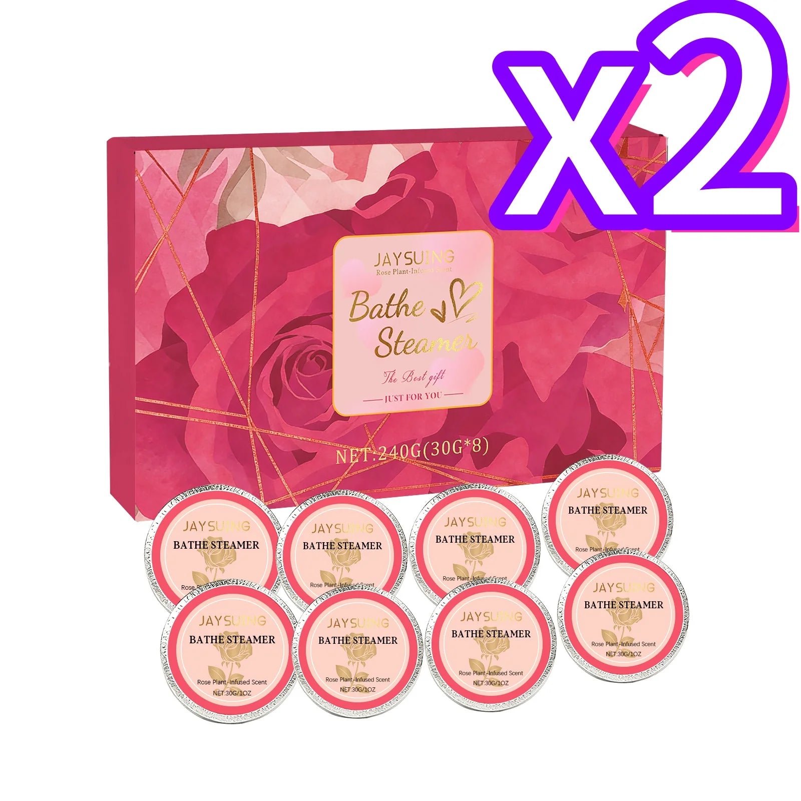 Jaysuing Rose Shower Tablets Clean Skin Relief Tiredness Romantic Aroma Create Relax Bath Experience Aromatherapy Bath Tablets Oasis Select 8pcs Boxed X 2PCS ROSE