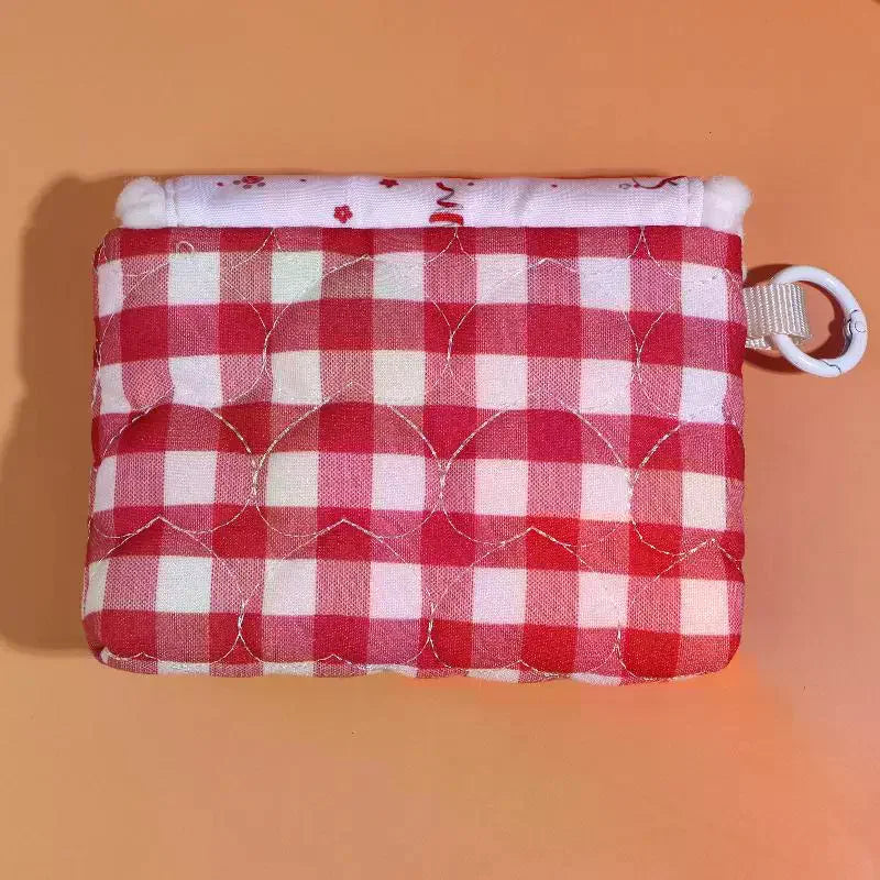 Cute Sweet Plaid Coin Bag Cartoon Versatile Money Change Pouch Earphone Storage Bag Small Wallet For Women Gifts Oasis Select