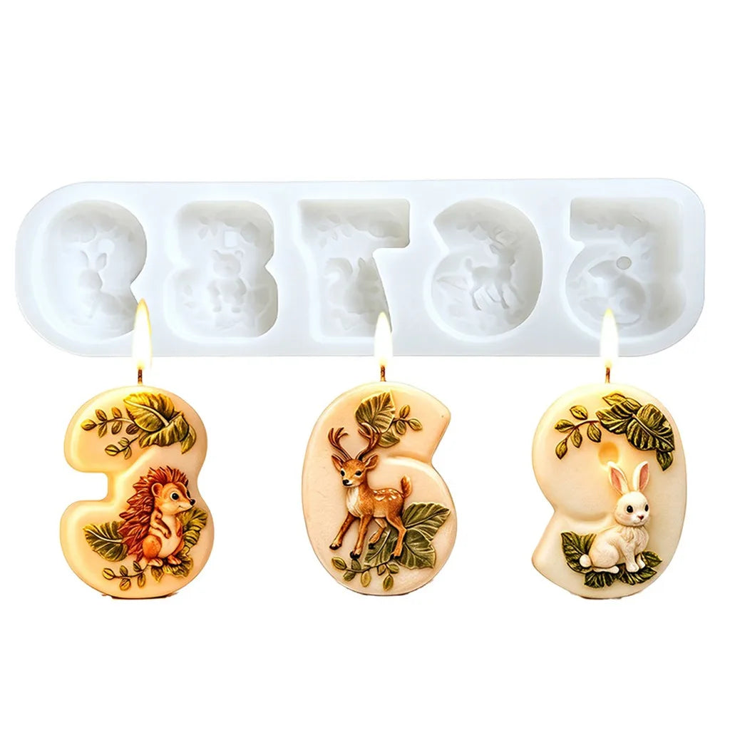 Number 0–9 Forest Animal Silicone Mold | Candle Soap Resin DIY