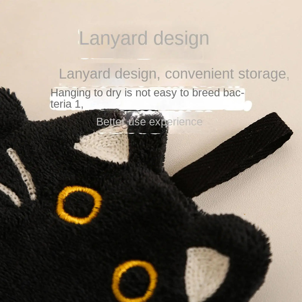 Cute Cat Hand Towel Coral Fleece Strong Water Absorption Bathroom Kerchief Hanging Style Soft Washcloth Rags Hand Towels Oasis Select