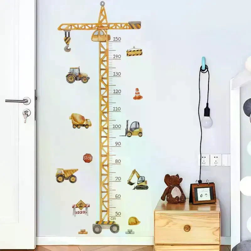 Cartoon Crane Kids Height Chart Wall Sticker | Growth Decal