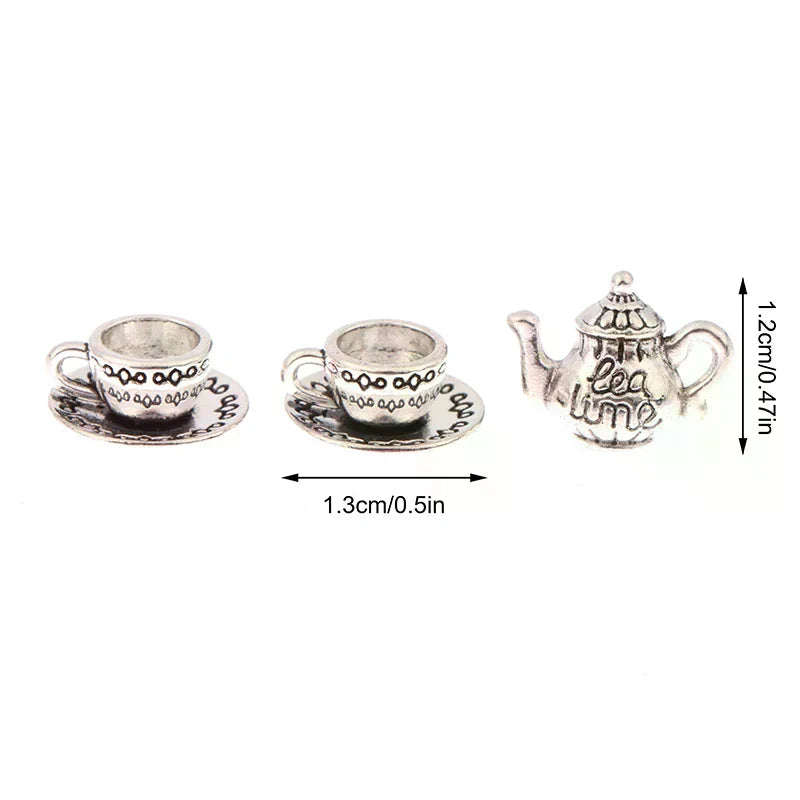 1:12 Dollhouse Miniature Metal Tea Set – Teapot Cup Saucer