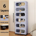 6 Layers Large-Capacity Flip-Top Cabinet with wheel can Movable Easy Assemblyfor Kitchen/Bathroom/Living Room/Bedroom Oasis Select Blue-6 Layer