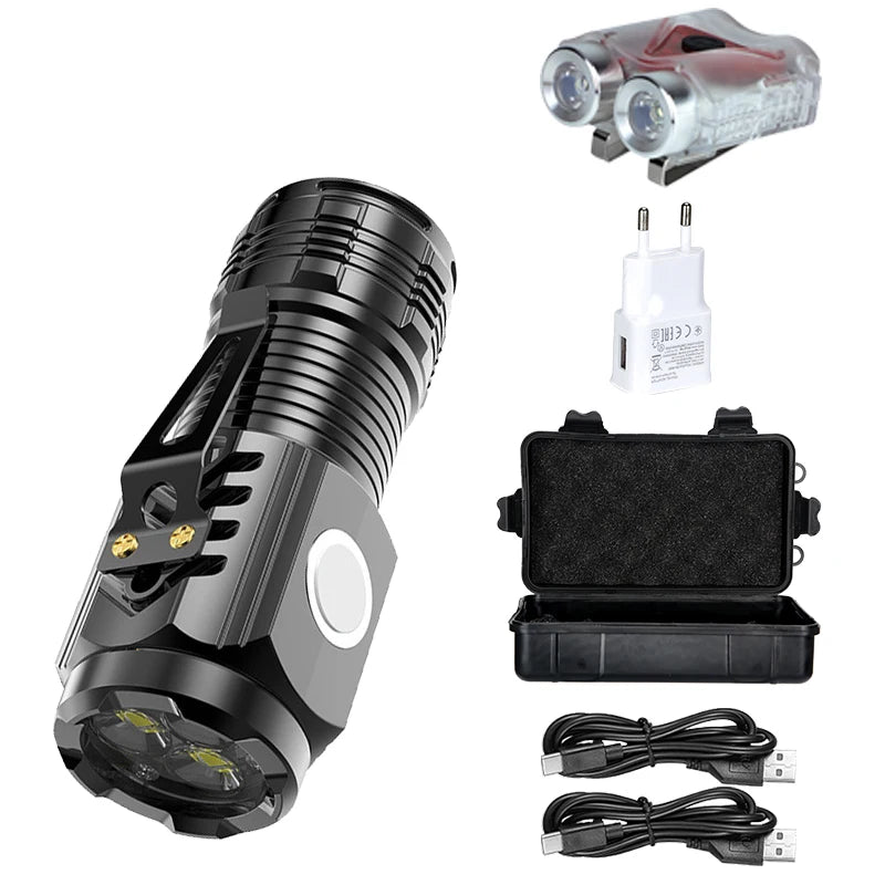 Mini LED Flashlight Type-C Rechargeable | 5 Modes & Pen Clip