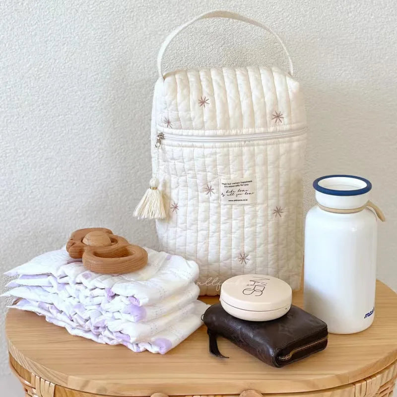 Portable Stroller Nappy Bag Quilted Baby Diaper Caddy Organizer Embroidered Mommy Bags Babies Accessories Changing Bag Storage Oasis Select