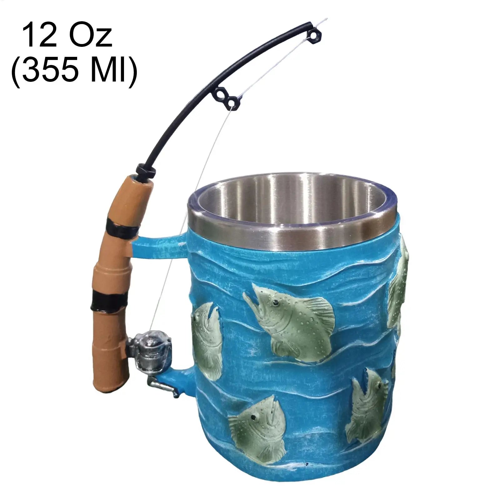 Coffee Mug Resin Cold Hot Beverage Water Cup Fishing Theme Decor for Chocolate Tea Wine Beer Home Camping Dorm Hotel Apartment Oasis Select