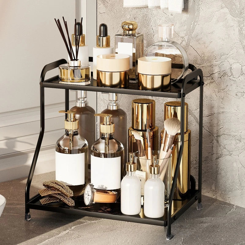 Cosmetics storage rack Stone pattern desktop skin care product shelf Bathroom dresser Perfume storage box Oasis Select