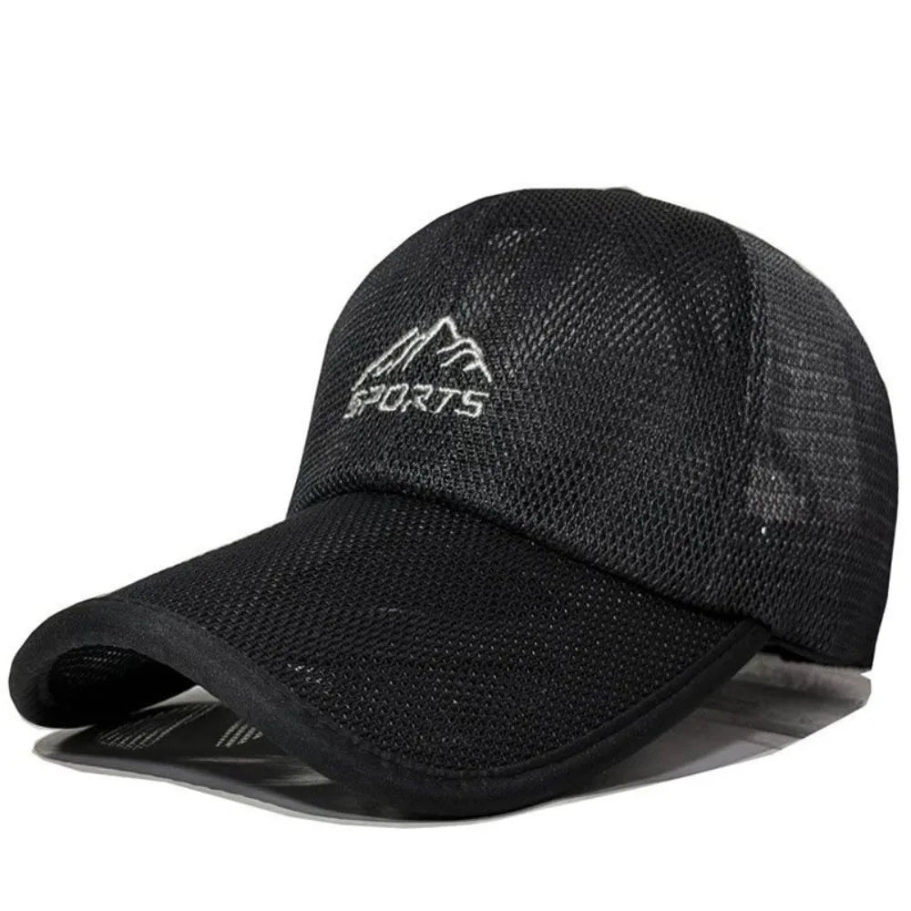 Lightweight Adjustable Mesh Baseball Cap Casual Style Wide Brim Golf Mesh Hat Breathable Sun Protection Cozy Tide Hat Running Oasis Select Black