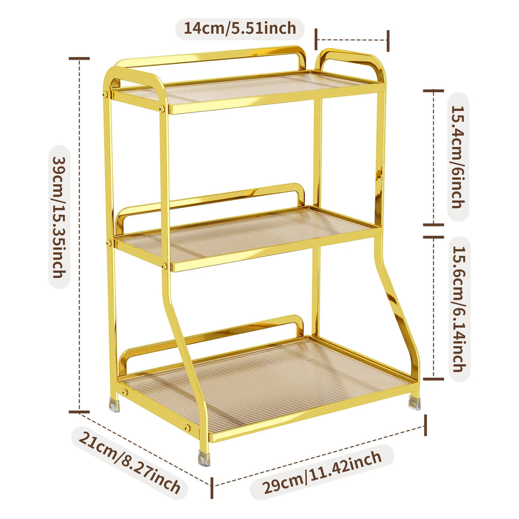 Desktop Shelf Dresser Cosmetics Storage Rack Bathroom Perfume Finishing Rack Ornament Jewelry Rack Oasis Select Triple gold